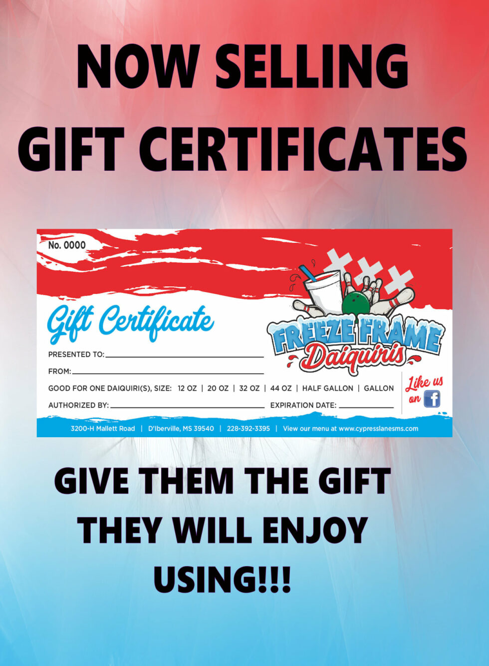 Freeze Frame Daiquiri Bar Cypress Lanes